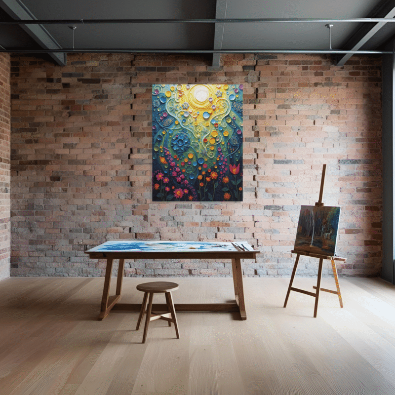 Beneath the Light - Textured Symbolist Canvas Wall Art - Image 6