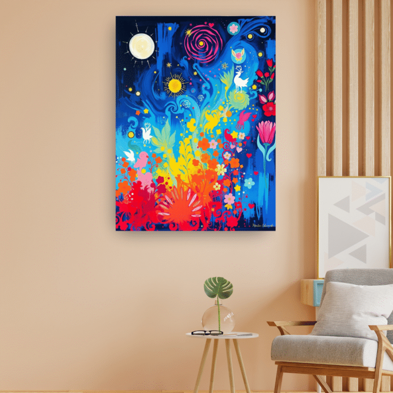 Starlight Garden - Whimsical Canvas Wall Art - Image 3