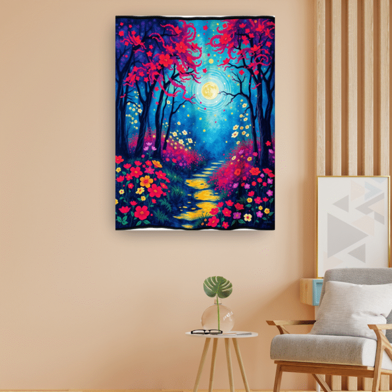 Moonpath Stillness - Fauvist Canvas Wall Art - Image 3
