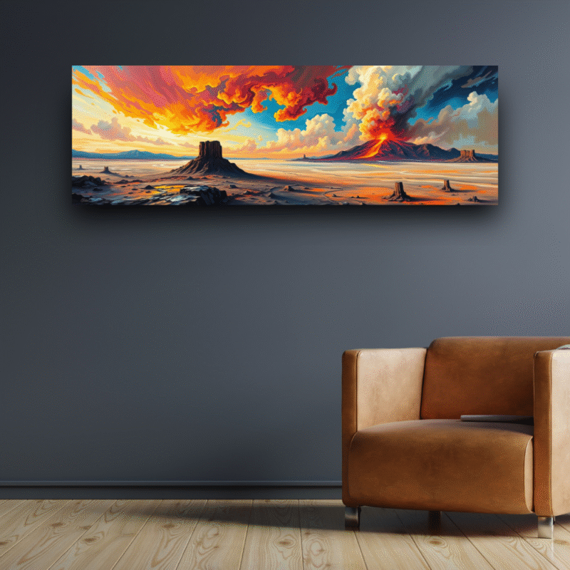 Inferno Divide - Cinematic Expressionist Landscape Canvas Art - Image 6
