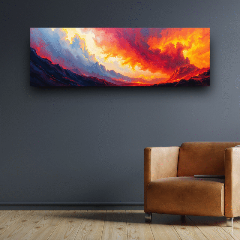 Molten Skies - Abstract Expressionist Mountain Canvas Wall Art - Image 6