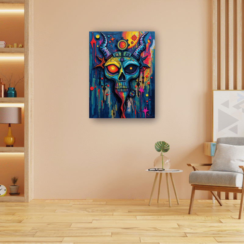 Solar Skull - Psychedelic Expressionist Canvas Wall Art - Image 6
