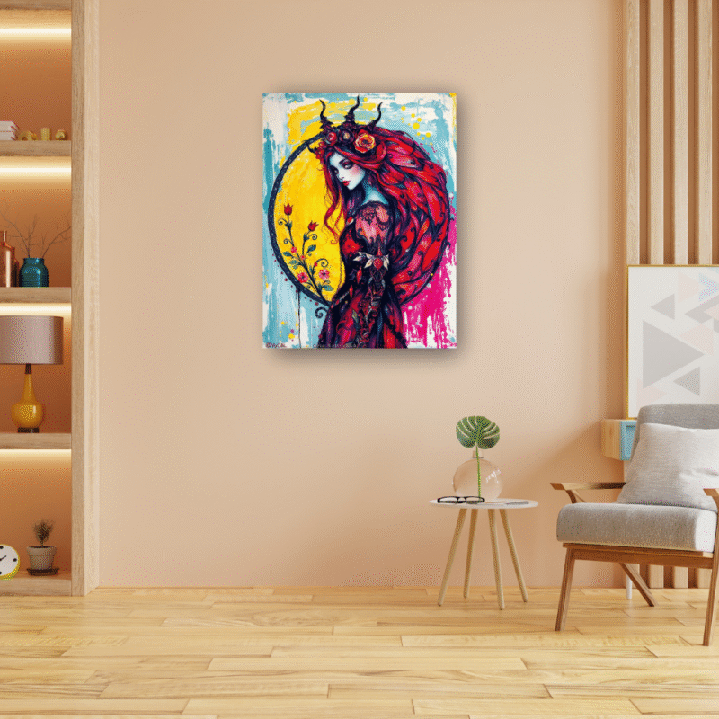 The Crowned Flame - Neo Symbolist Canvas Wall Art - Image 3