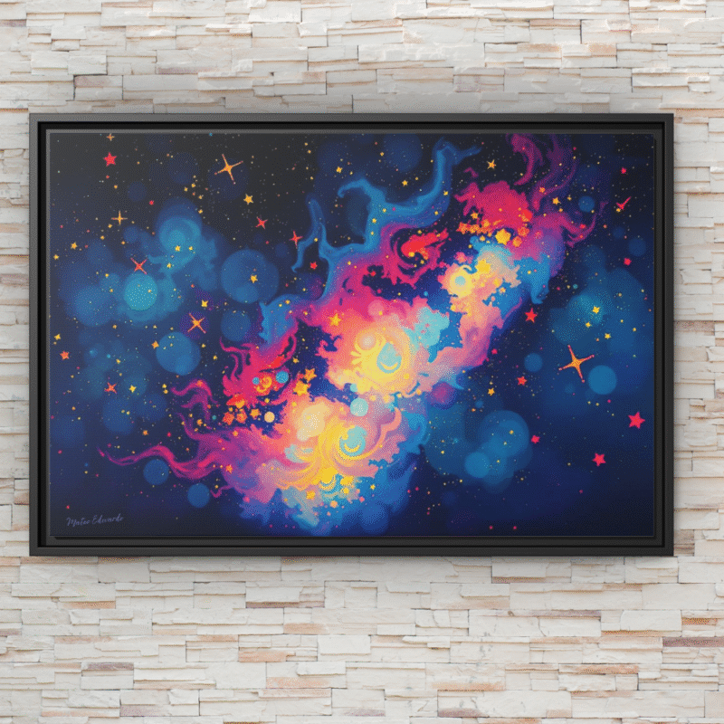 Stellar Nebula | Cosmic Abstract Framed Canvas Wall Art - Image 2