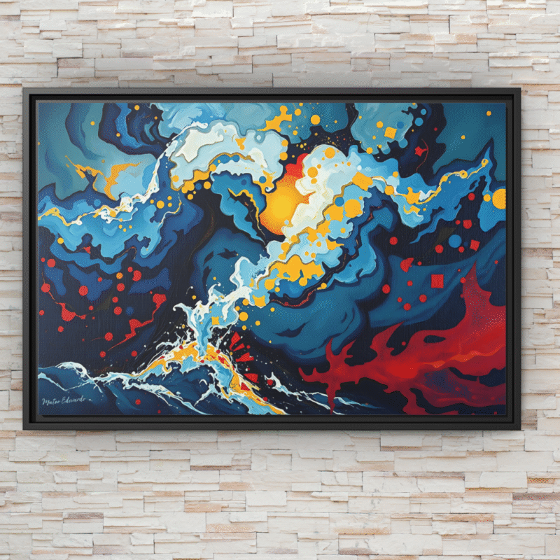 Ocean Burst | Contemporary Abstract Framed Canvas Wall Art - Image 2