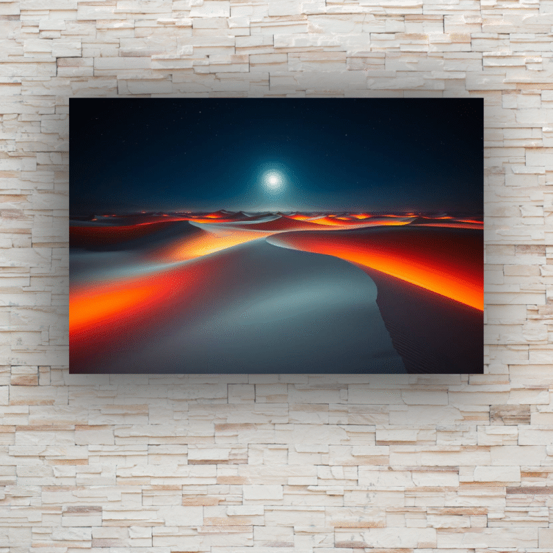 Fire Dune Valley | Glowing Desert Moon Acrylic Wall Art - Image 2