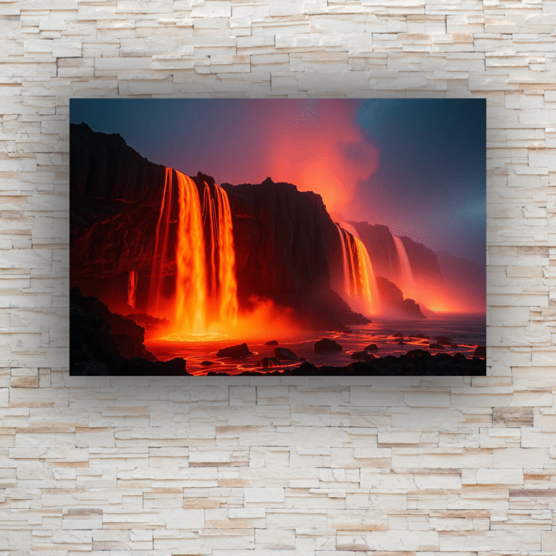 Fire Falls Cascade | Lava Waterfall Acrylic Wall Art - Image 2