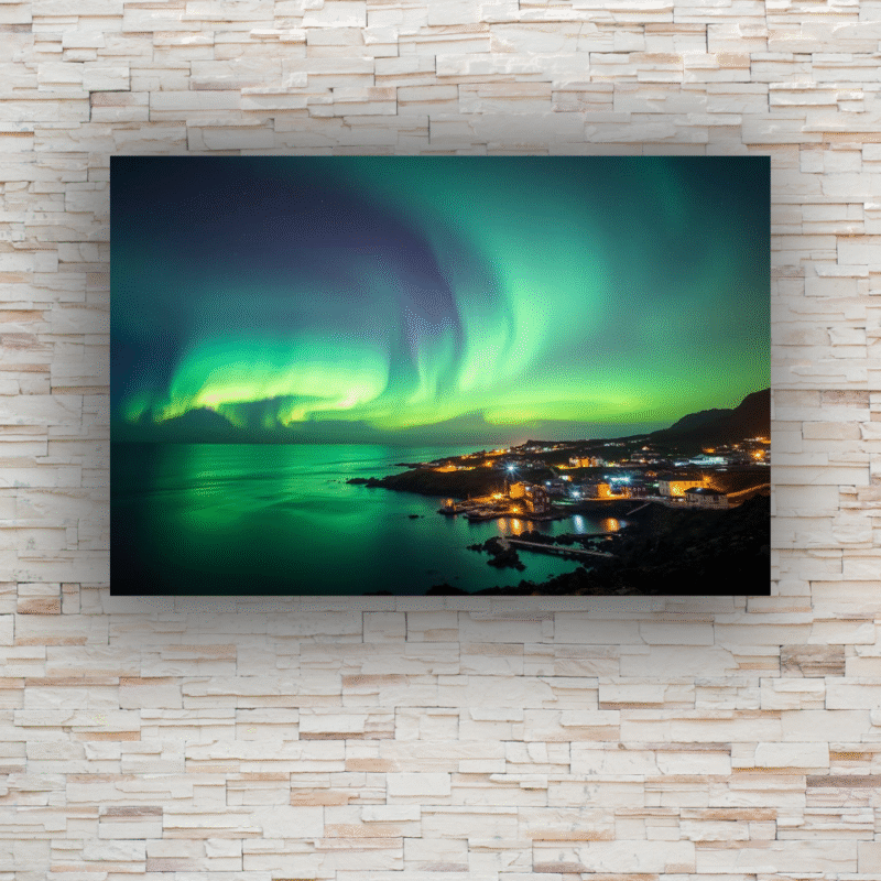 Aurora Village Lights | Northern Lights Acrylic Wall Art - Image 2