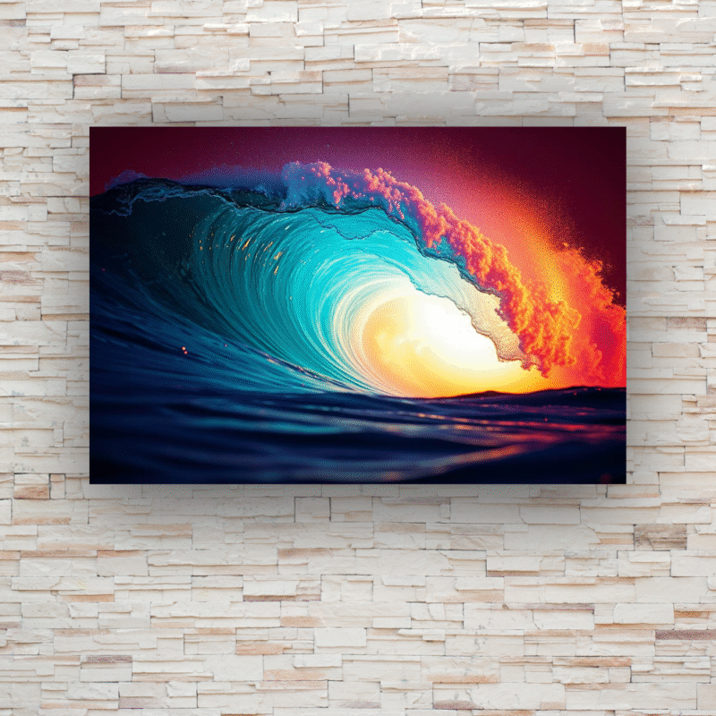 Fire Wave Tunnel | Ocean Surf Acrylic Wall Art - Image 2