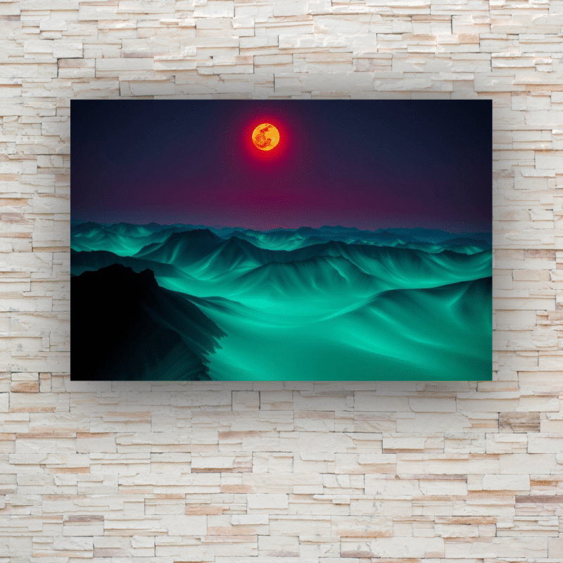 Fire Moon Summit | Snowy Mountain Acrylic Wall Art - Image 2