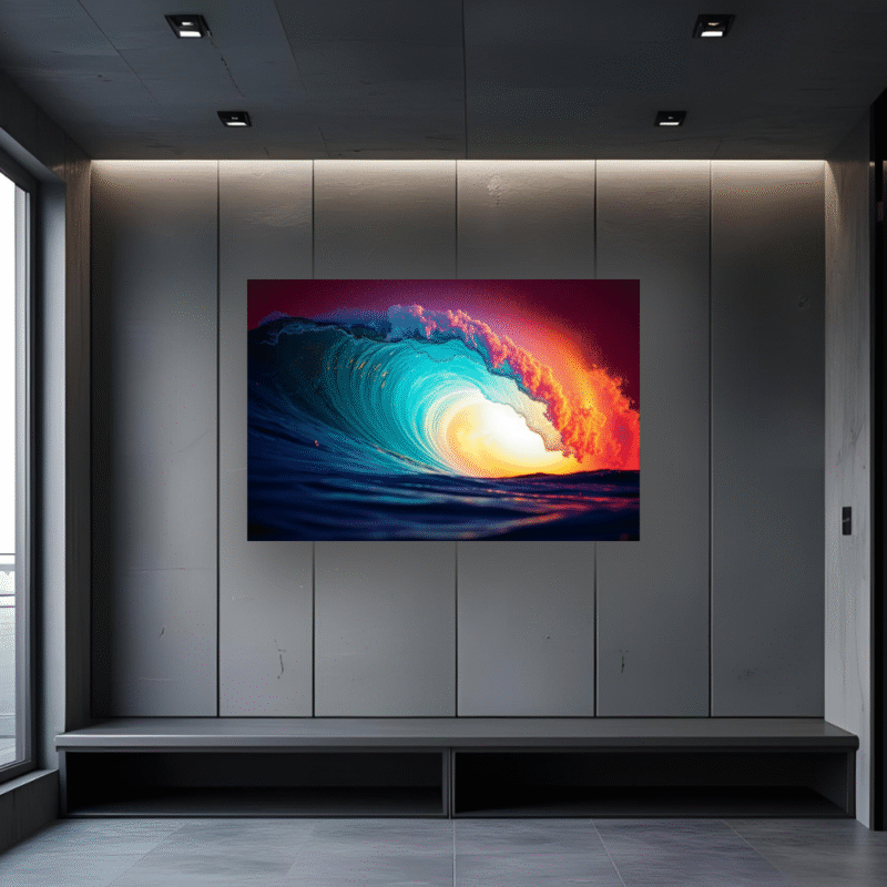 Fire Wave Tunnel | Ocean Surf Acrylic Wall Art - Image 3