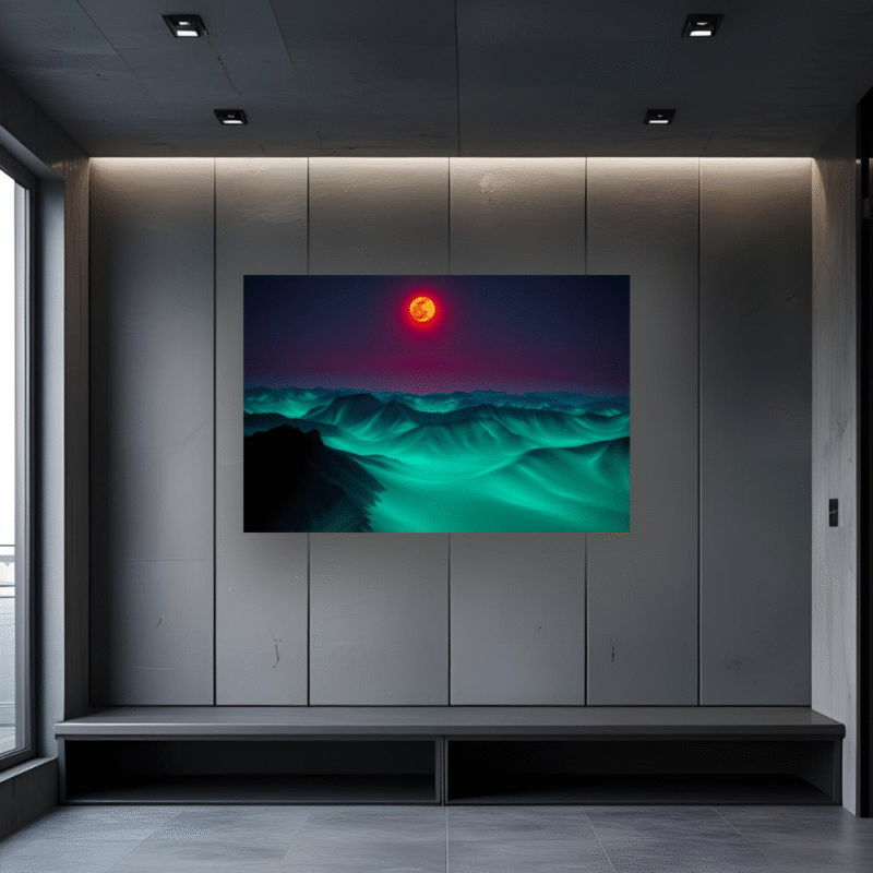 Fire Moon Summit | Snowy Mountain Acrylic Wall Art - Image 3