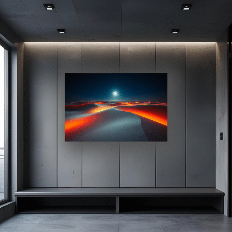 Fire Dune Valley | Glowing Desert Moon Acrylic Wall Art - Image 3