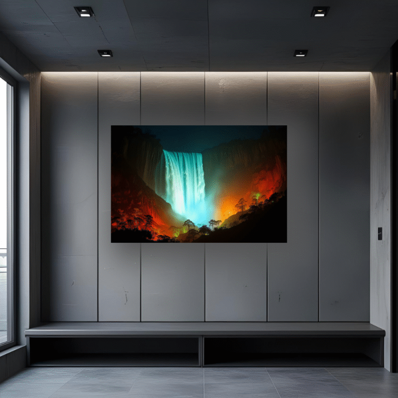 Mystic Falls Glow | Illuminated Waterfall Acrylic Art - Image 3