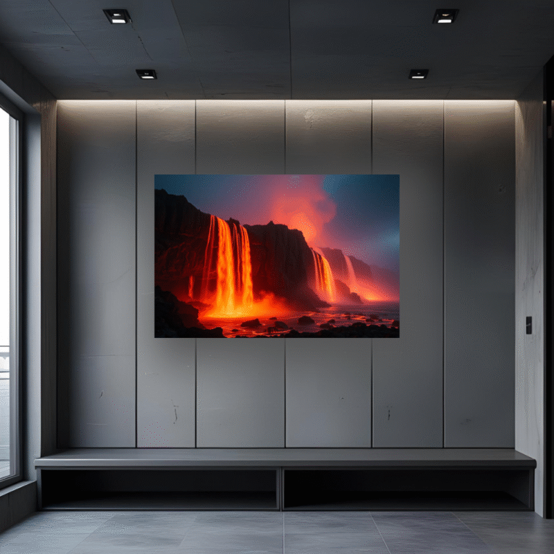 Fire Falls Cascade | Lava Waterfall Acrylic Wall Art - Image 3