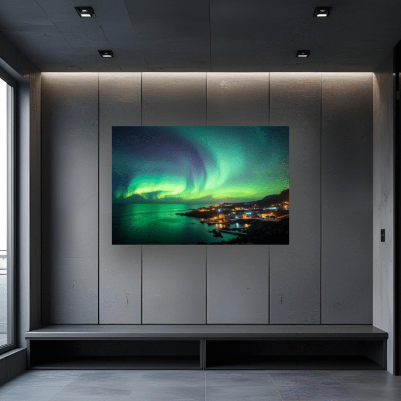 Aurora Village Lights | Northern Lights Acrylic Wall Art - Image 3