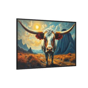 Highland Guardian | Texas Longhorn Framed Canvas Wall Art