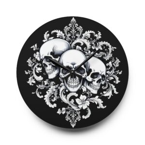 Baroque Mortality Ornate Skull Acrylic Wall Clock