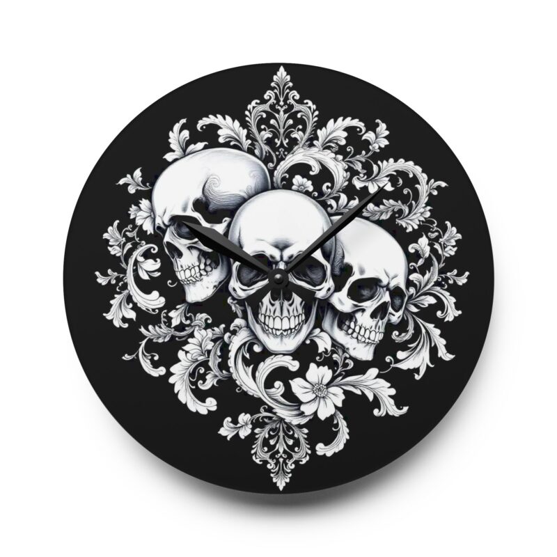 Baroque Mortality Ornate Skull Acrylic Wall Clock