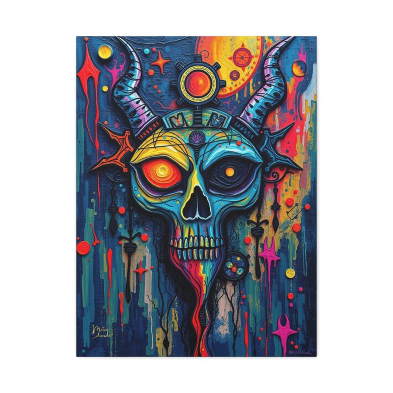 Solar Skull - Psychedelic Expressionist Canvas Wall Art - Image 8