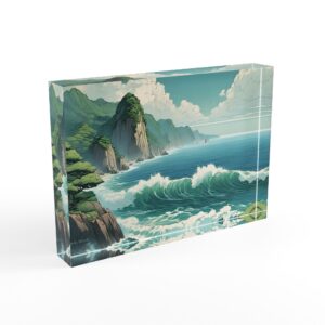 Emerald Coast Cliffs | Ocean Waves Acrylic Photo Block