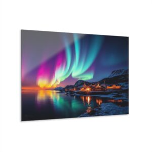 Rainbow Aurora Harbor | Arctic Village Acrylic Wall Art