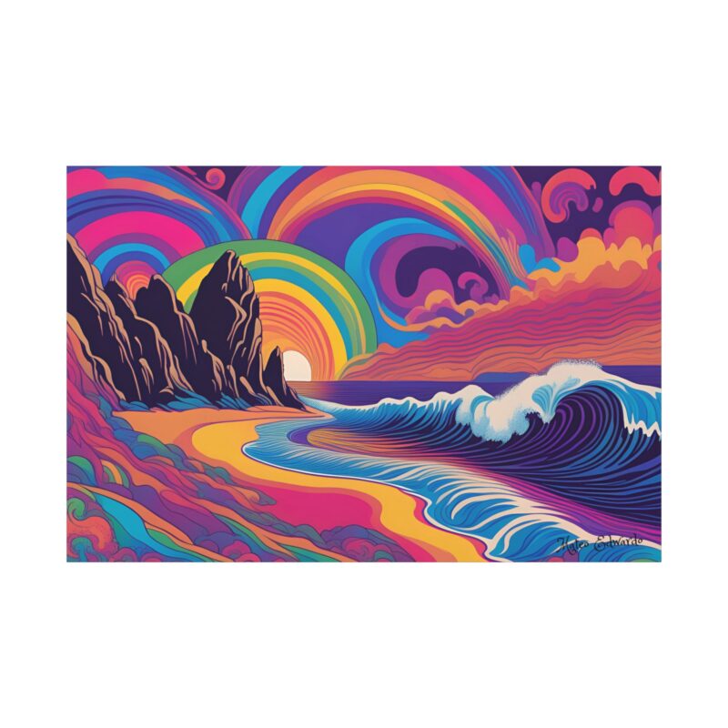 Cosmic Breaker - Hypercolor Dreamscape Ocean Canvas Art - Image 2