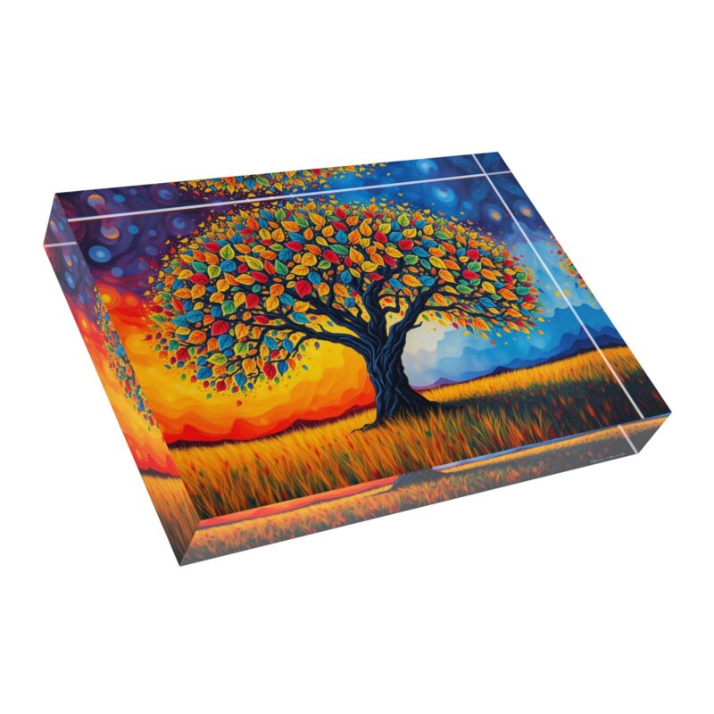 Rainbow Tree of Life | Colorful Autumn Acrylic Photo Block - Image 3
