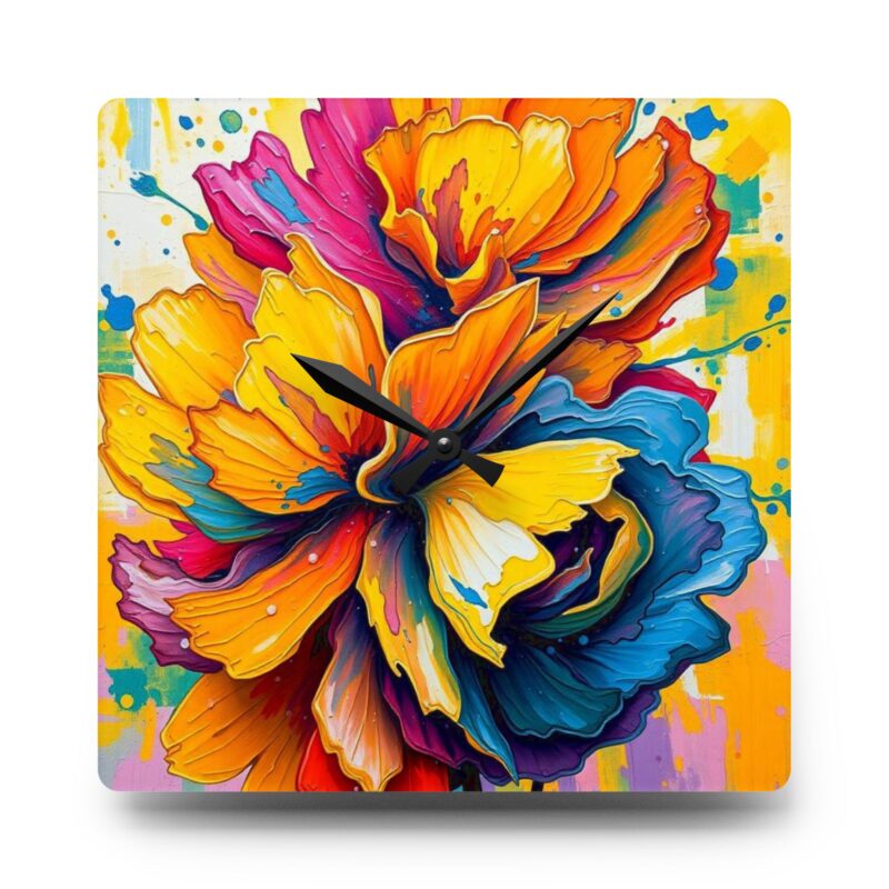 Chromatic Hibiscus Pop Art Acrylic Wall Clock - Image 3