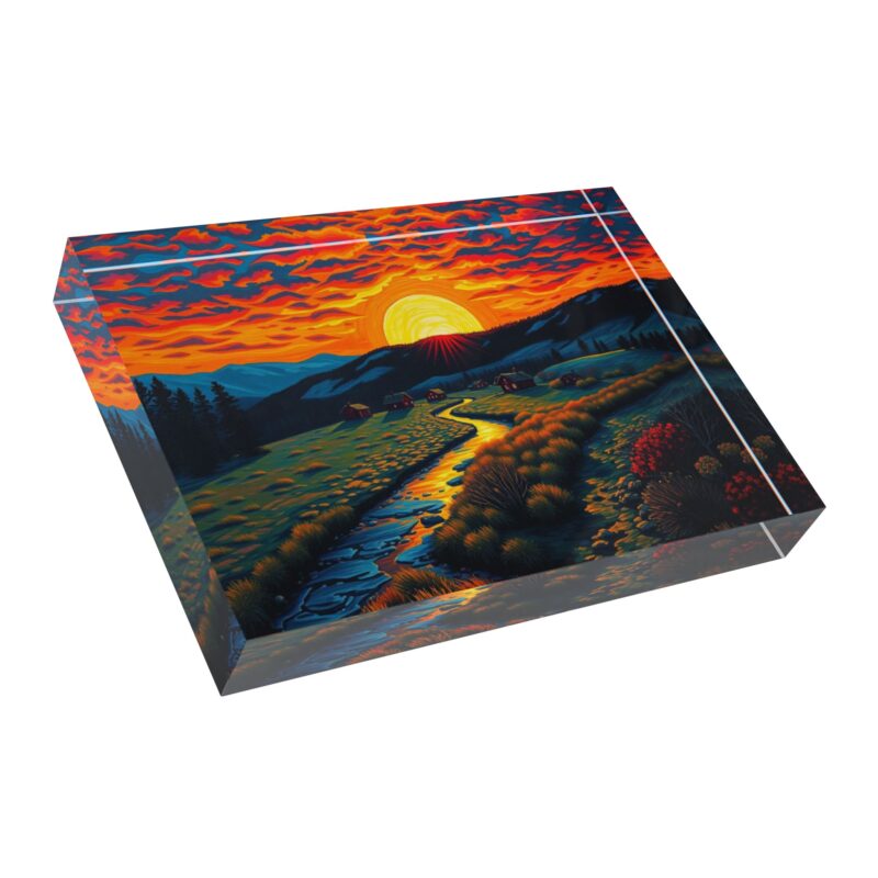 Fiery Mountain Stream Sunset | Art Photo Block - Image 3