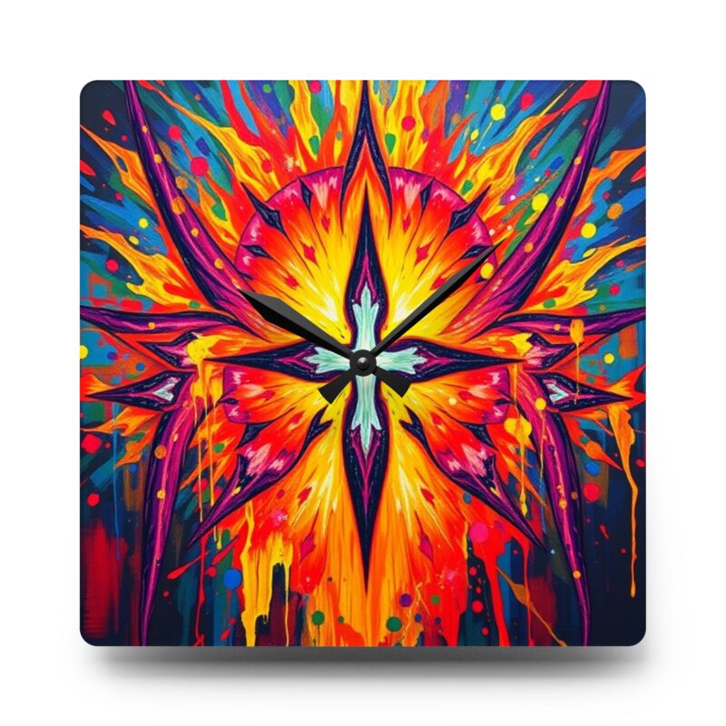Divine Radiance Cross Abstract Acrylic Wall Clock - Image 3