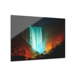 Mystic Falls Glow | Illuminated Waterfall Acrylic Art