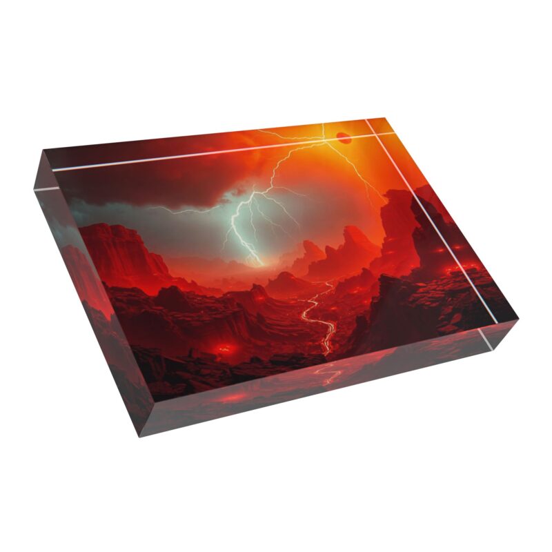 Lightning Canyon Storm | Red Desert Acrylic Photo Block - Image 3