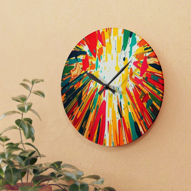 Kinetic Energy Burst Abstract Expressionist Acrylic Wall Clock - Image 3