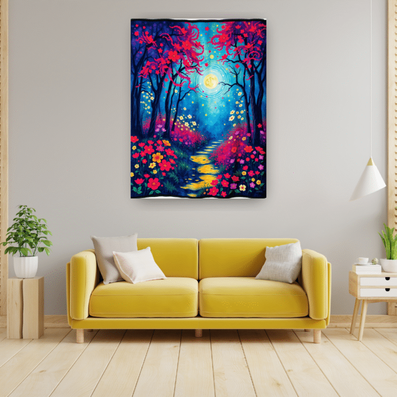 Moonpath Stillness - Fauvist Canvas Wall Art - Image 5