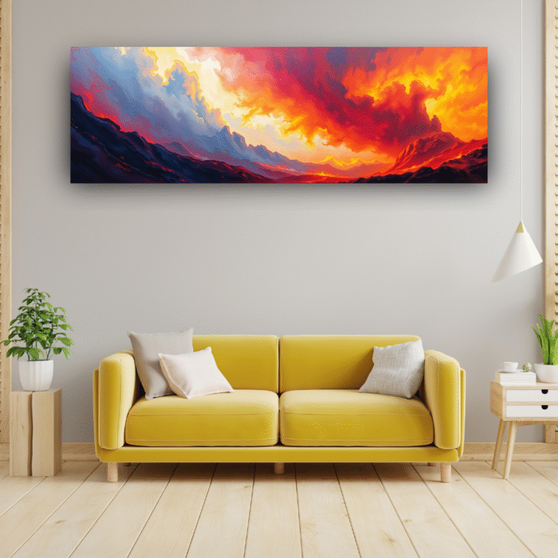 Molten Skies - Abstract Expressionist Mountain Canvas Wall Art - Image 7