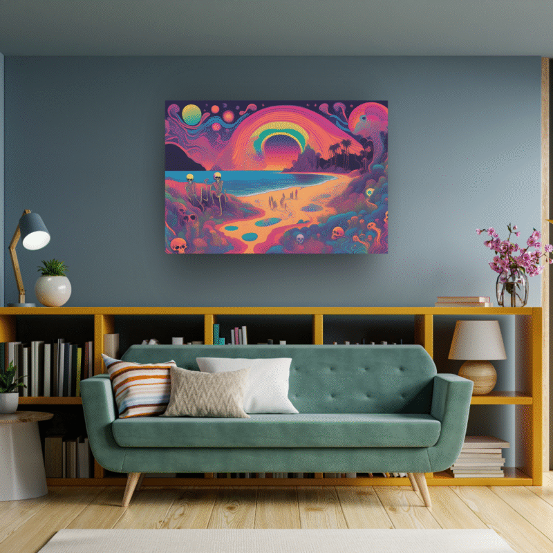 Eternal Shore - Chromatic Surreal Landscape Canvas Art - Image 6