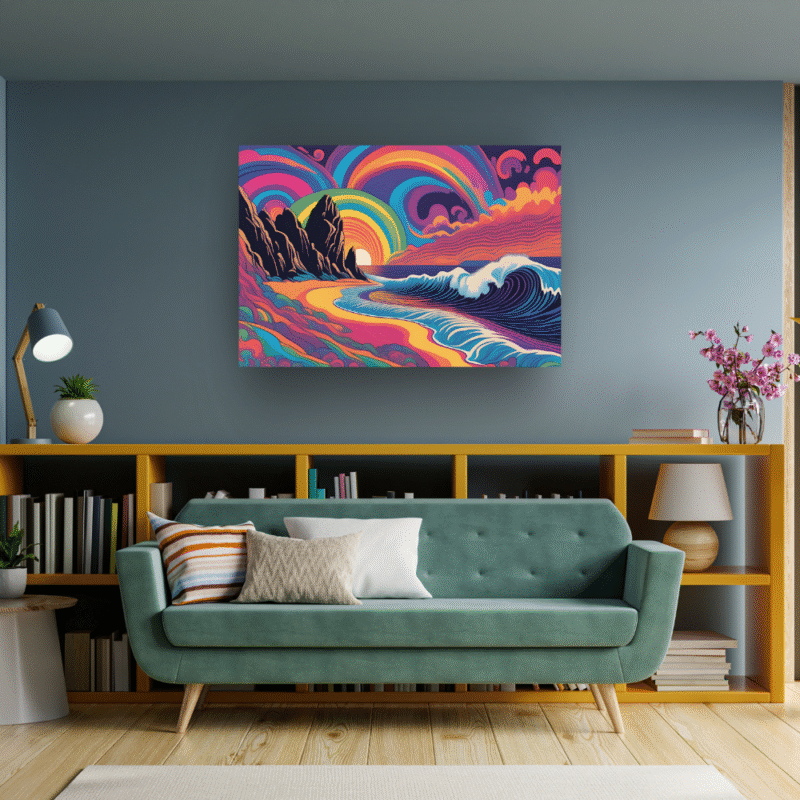 Cosmic Breaker - Hypercolor Dreamscape Ocean Canvas Art - Image 4