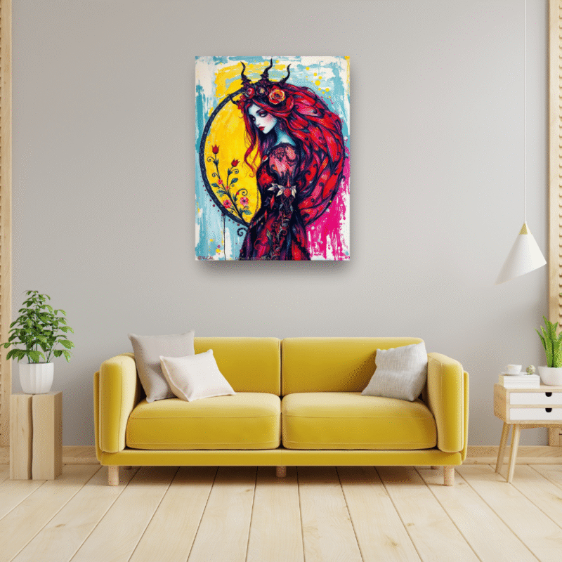 The Crowned Flame - Neo Symbolist Canvas Wall Art - Image 4