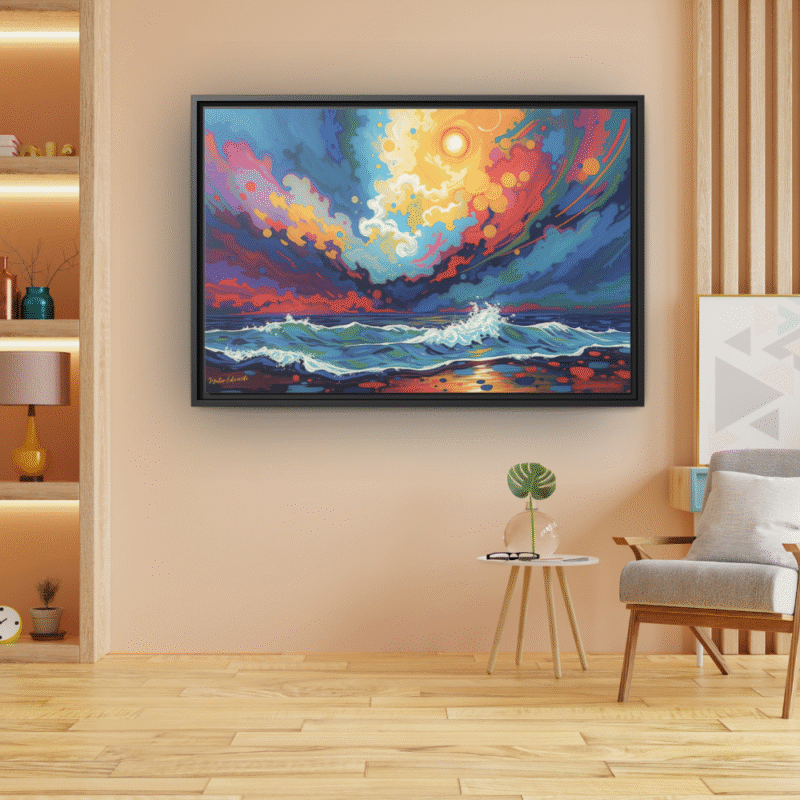 Aurora Tide | Vibrant Abstract Framed Canvas Wall Art - Image 7