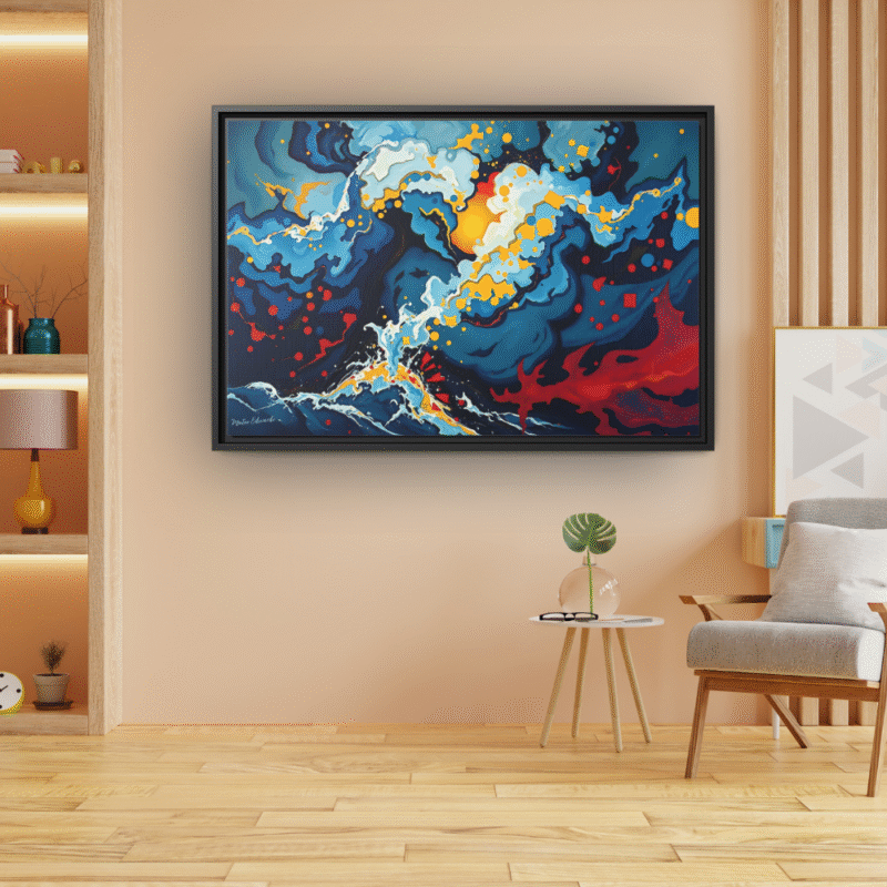 Ocean Burst | Contemporary Abstract Framed Canvas Wall Art - Image 7