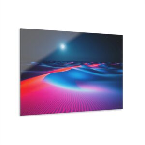 Neon Desert Moon | Glowing Sand Dunes Acrylic Wall Art