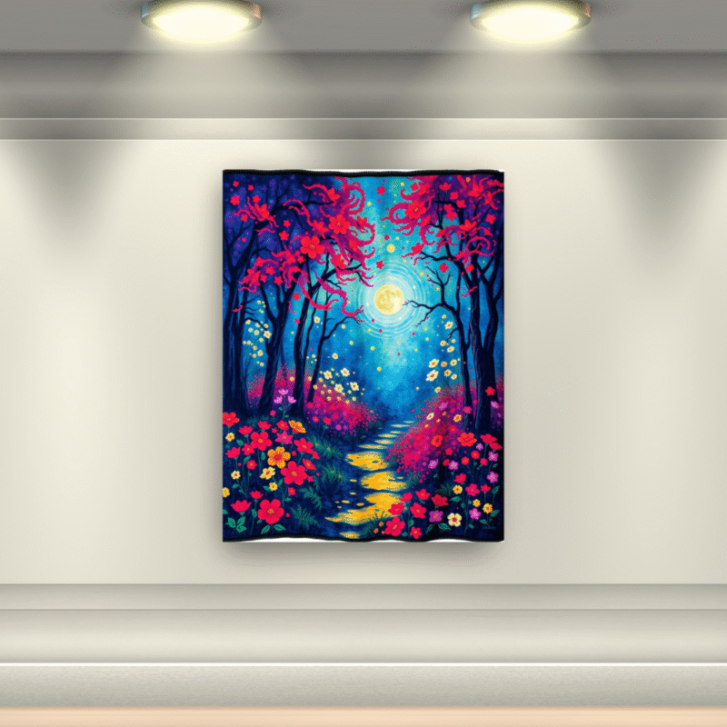 Moonpath Stillness - Fauvist Canvas Wall Art - Image 6