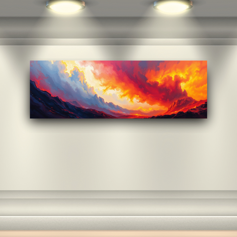 Molten Skies - Abstract Expressionist Mountain Canvas Wall Art - Image 5