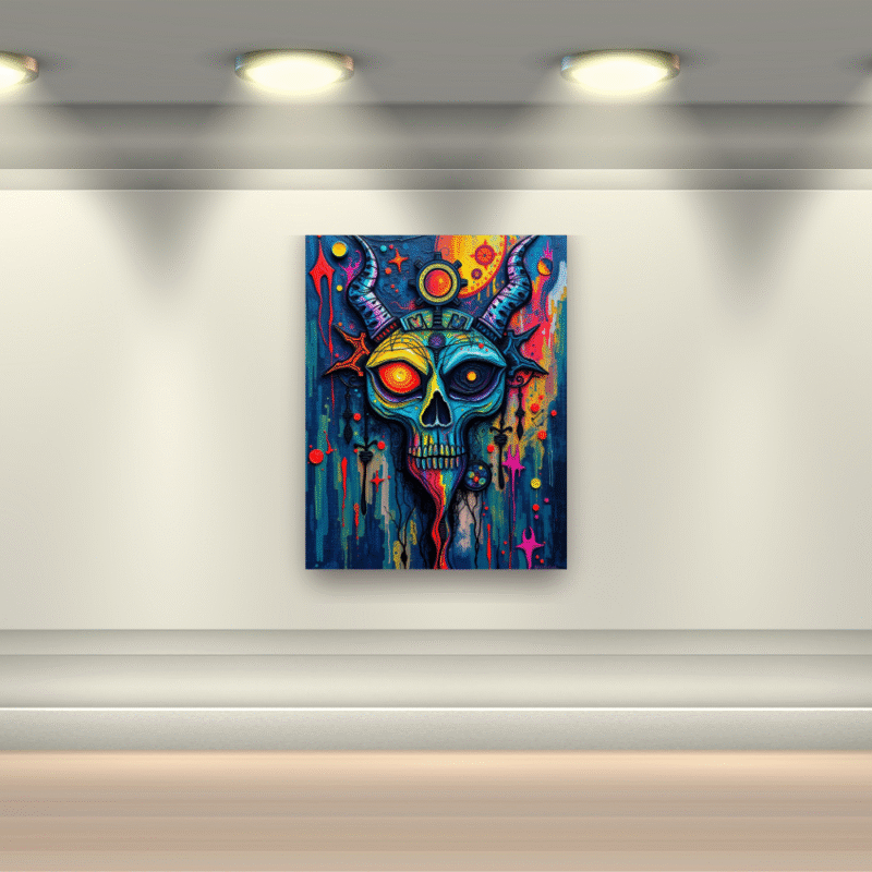 Solar Skull - Psychedelic Expressionist Canvas Wall Art - Image 7