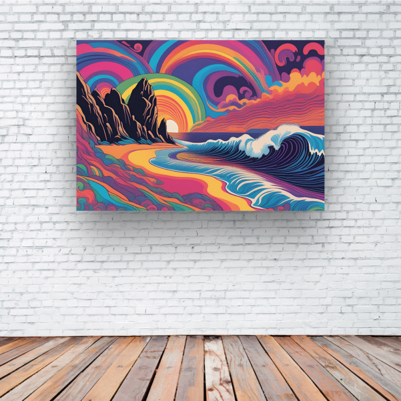 Cosmic Breaker - Hypercolor Dreamscape Ocean Canvas Art - Image 5