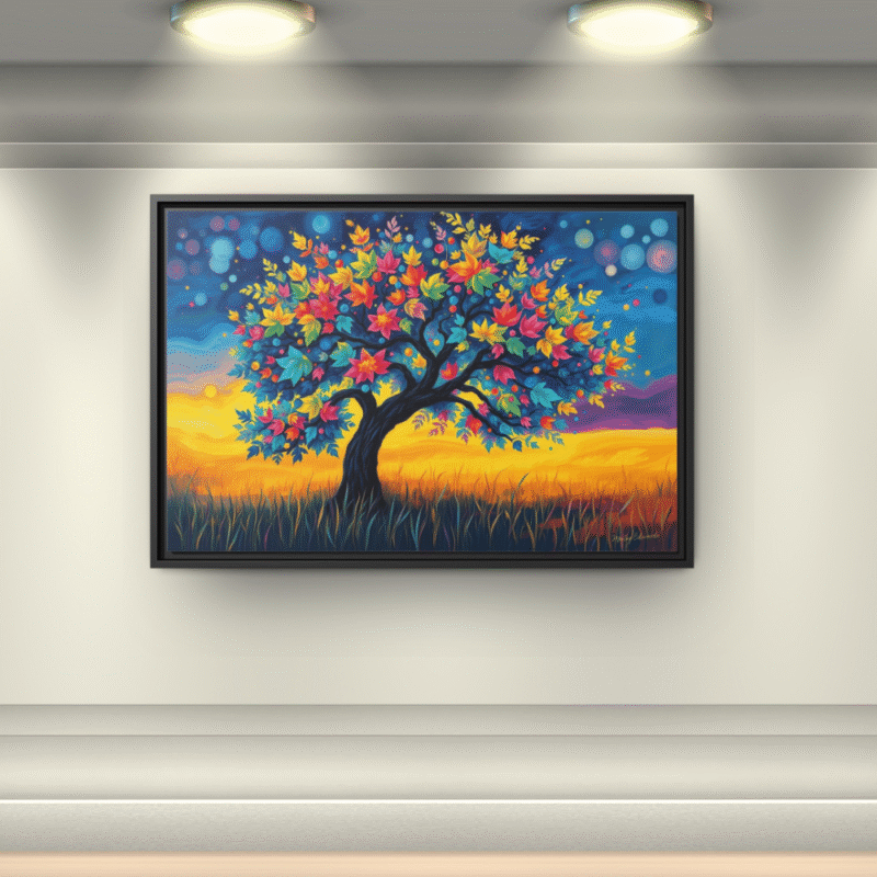 Rainbow Tree | Whimsical Fantasy Framed Canvas Wall Art - Image 6