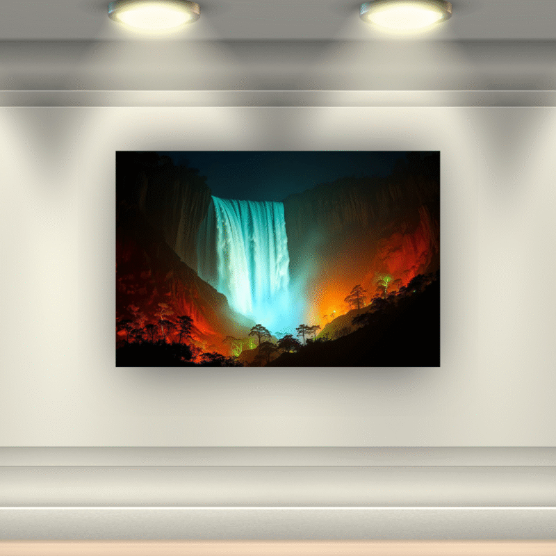 Mystic Falls Glow | Illuminated Waterfall Acrylic Art - Image 6