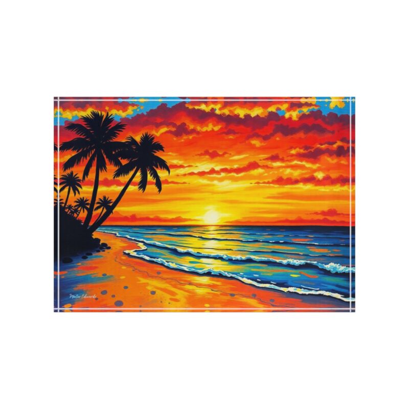 Tropical Sunset Waves | Palm Beach Acrylic Photo Block - Image 2