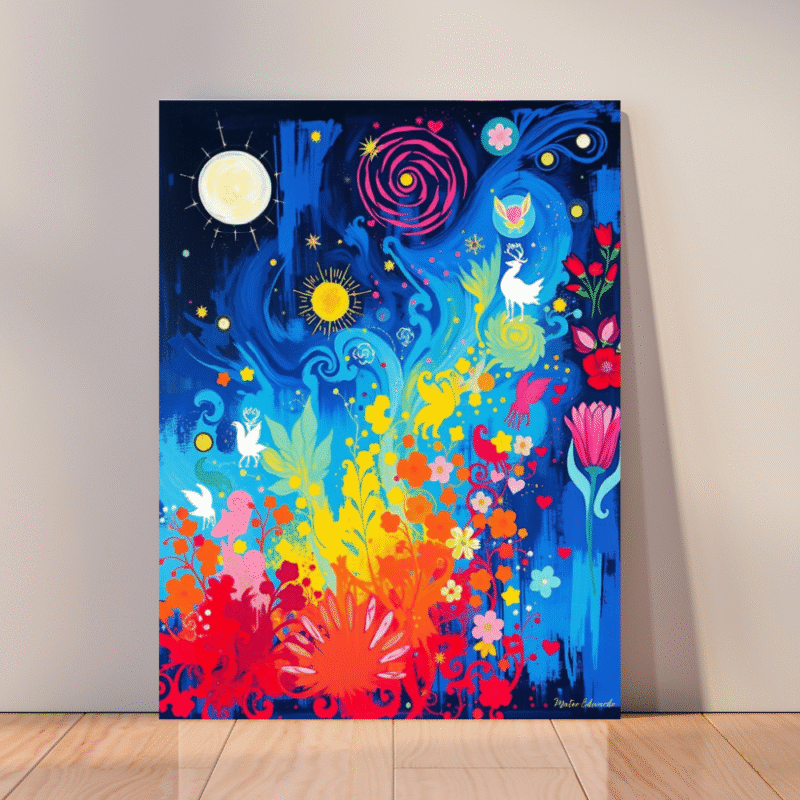 Starlight Garden - Whimsical Canvas Wall Art - Image 4